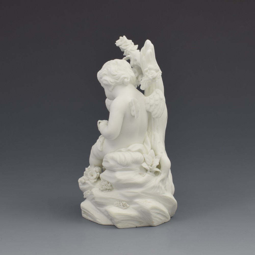 Derby Porcelain Biscuit Figure Cupid With Falcon No. 213 c.1770 Bisque Putto View III