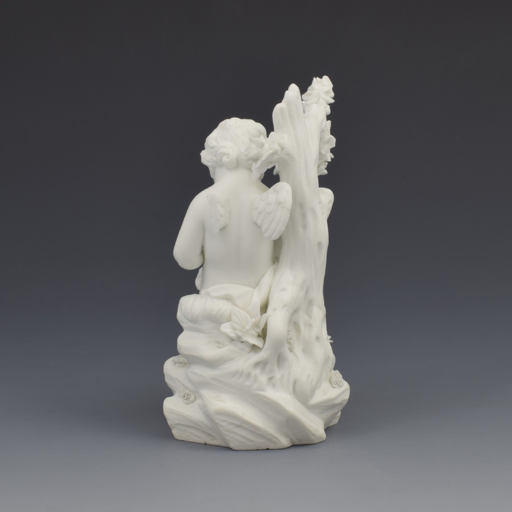 Derby Porcelain Biscuit Figure Cupid With Falcon No. 213 c.1770 Bisque Putto View IV