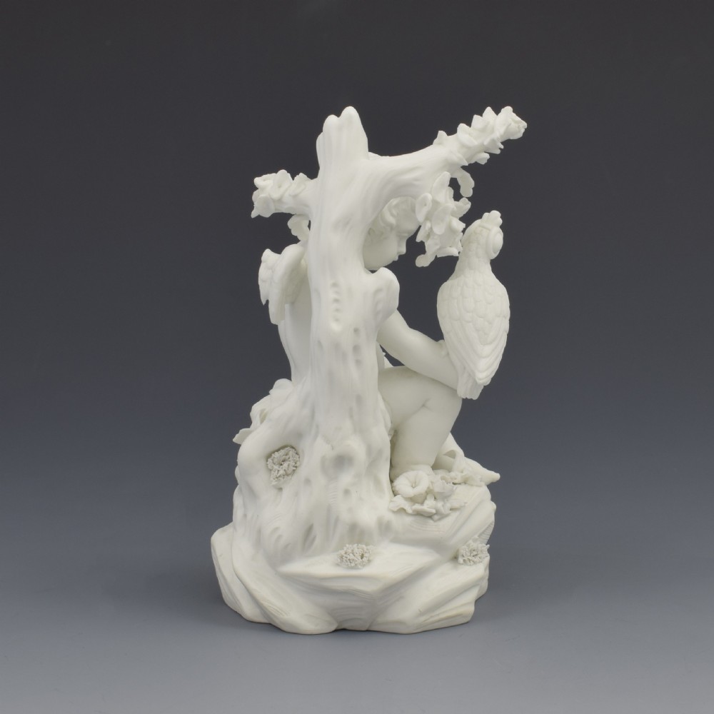 Derby Porcelain Biscuit Figure Cupid With Falcon No. 213 c.1770 Bisque Putto View V
