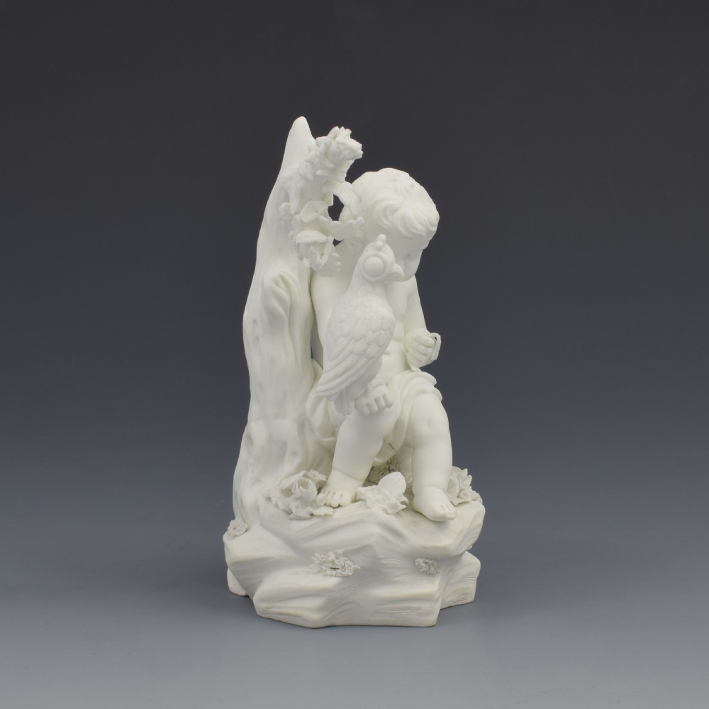 Derby Porcelain Biscuit Figure Cupid With Falcon No. 213 c.1770 Bisque Putto View VI
