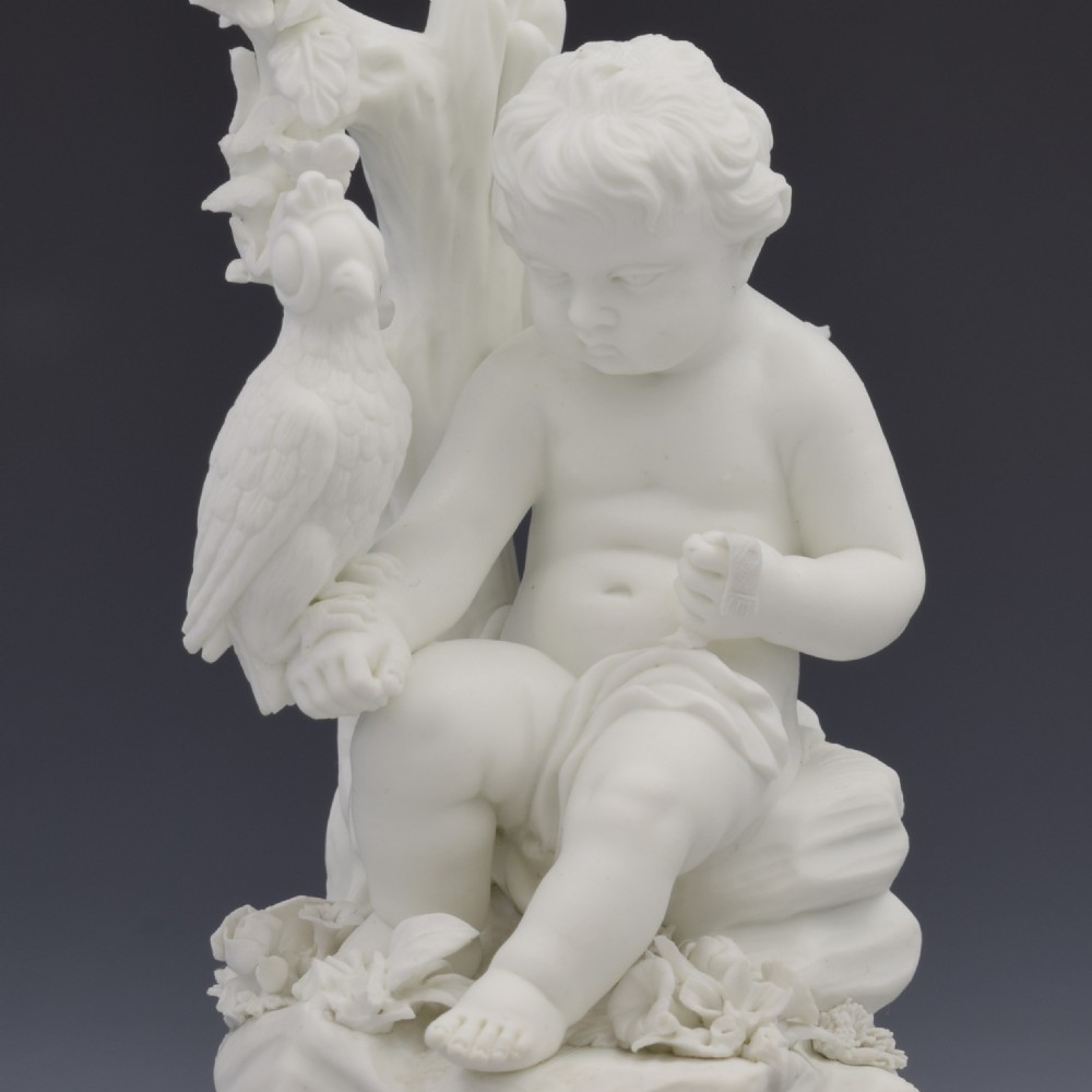 Derby Porcelain Biscuit Figure Cupid With Falcon No. 213 c.1770 Bisque Putto View VII