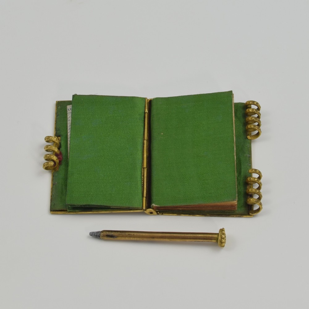 Stunning French Palais Royal Ormolu & Mother Of Pearl Notebook / Aide Memoire c.1820 View IV