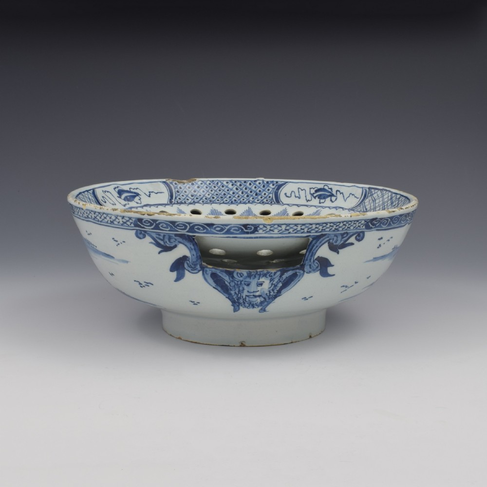 Rare English Delft Chinoiserie Colander Bowl c.1760 View IV