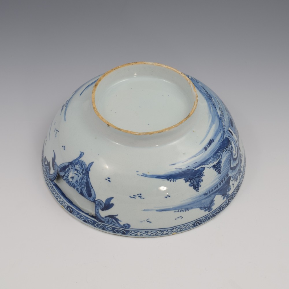 Rare English Delft Chinoiserie Colander Bowl c.1760 View X