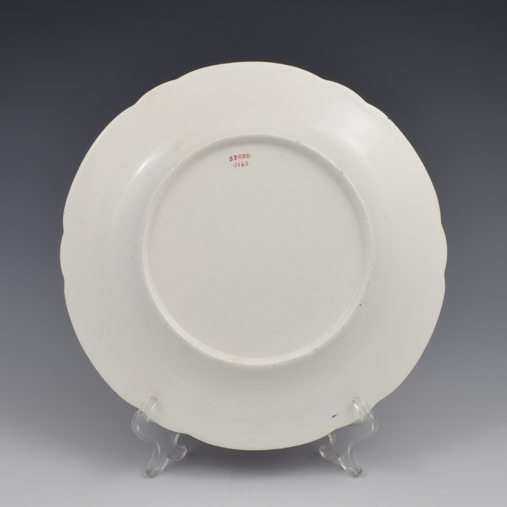 Georgian Spode Porcelain Worcester Style Wet Blue Floral Dessert Plate 3162 c.1806 View IV
