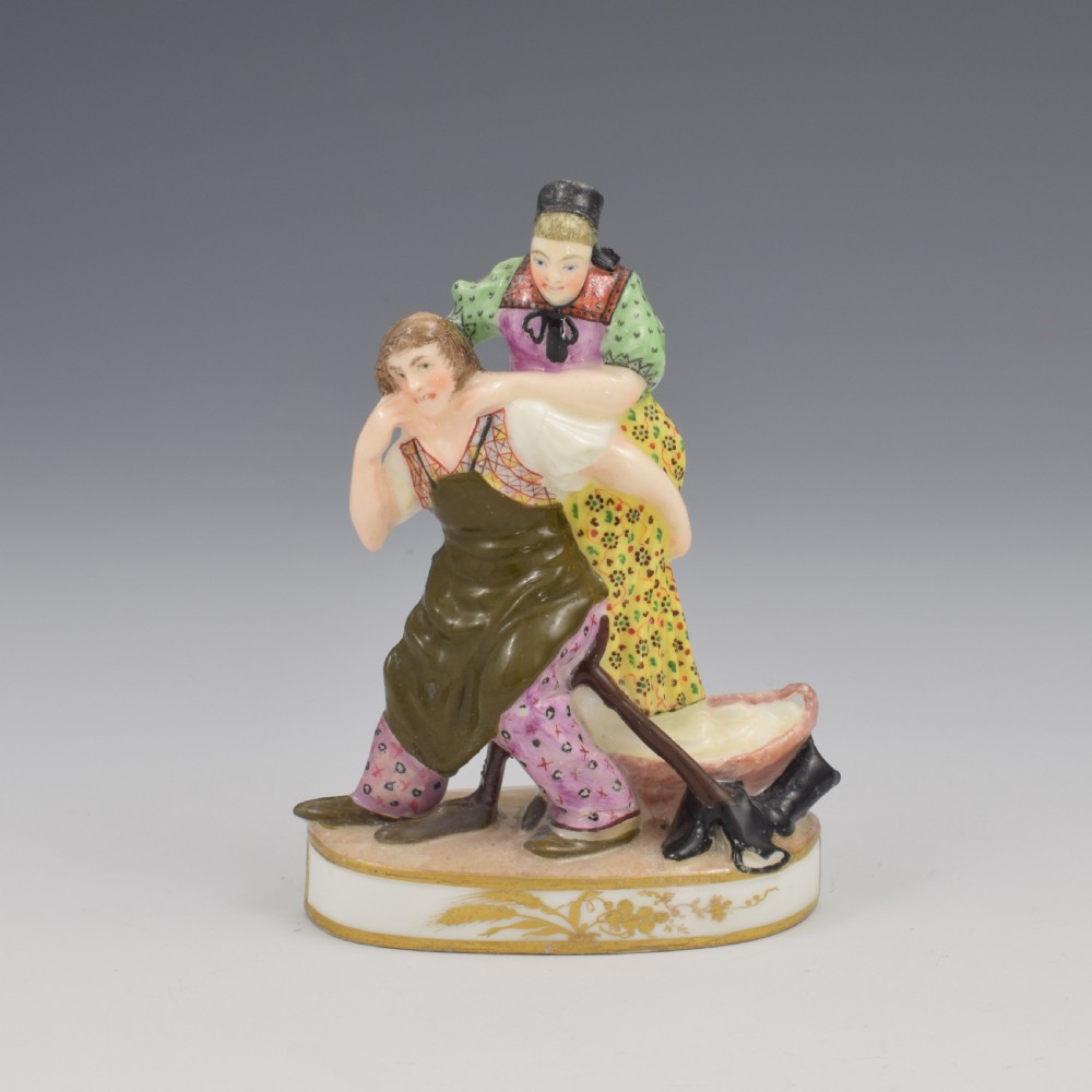 Rare Early Minton Porcelain Flat Back Figure The Cobbler's Wife Model 5 c.1824-1828