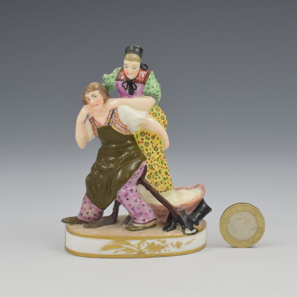 Rare Early Minton Porcelain Flat Back Figure The Cobbler's Wife Model 5 c.1824-1828 View II