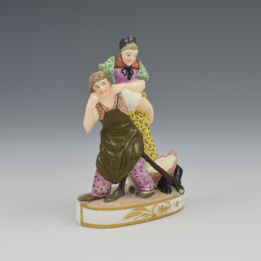 Rare Early Minton Porcelain Flat Back Figure The Cobbler's Wife Model 5 c.1824-1828 View III