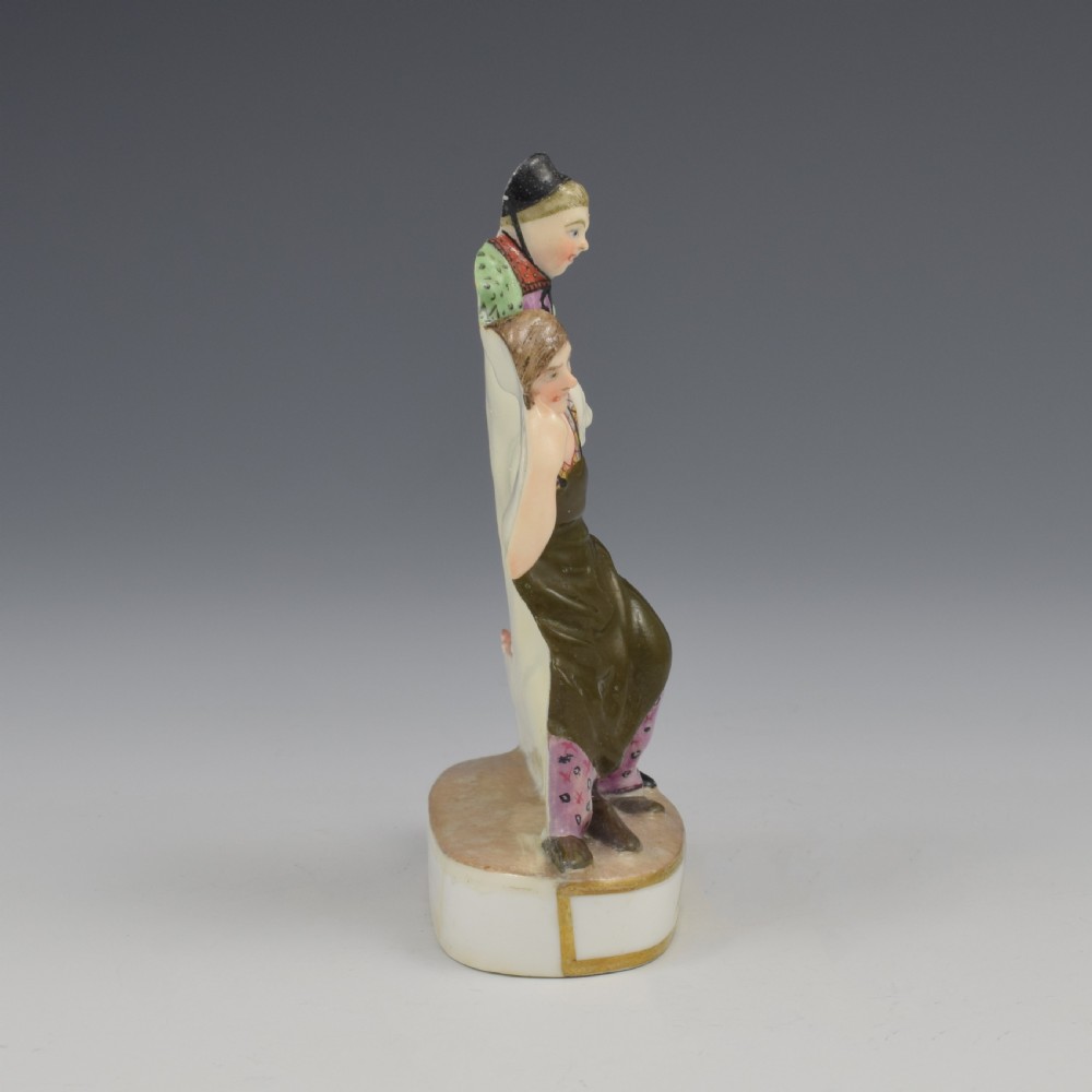 Rare Early Minton Porcelain Flat Back Figure The Cobbler's Wife Model 5 c.1824-1828 View IV