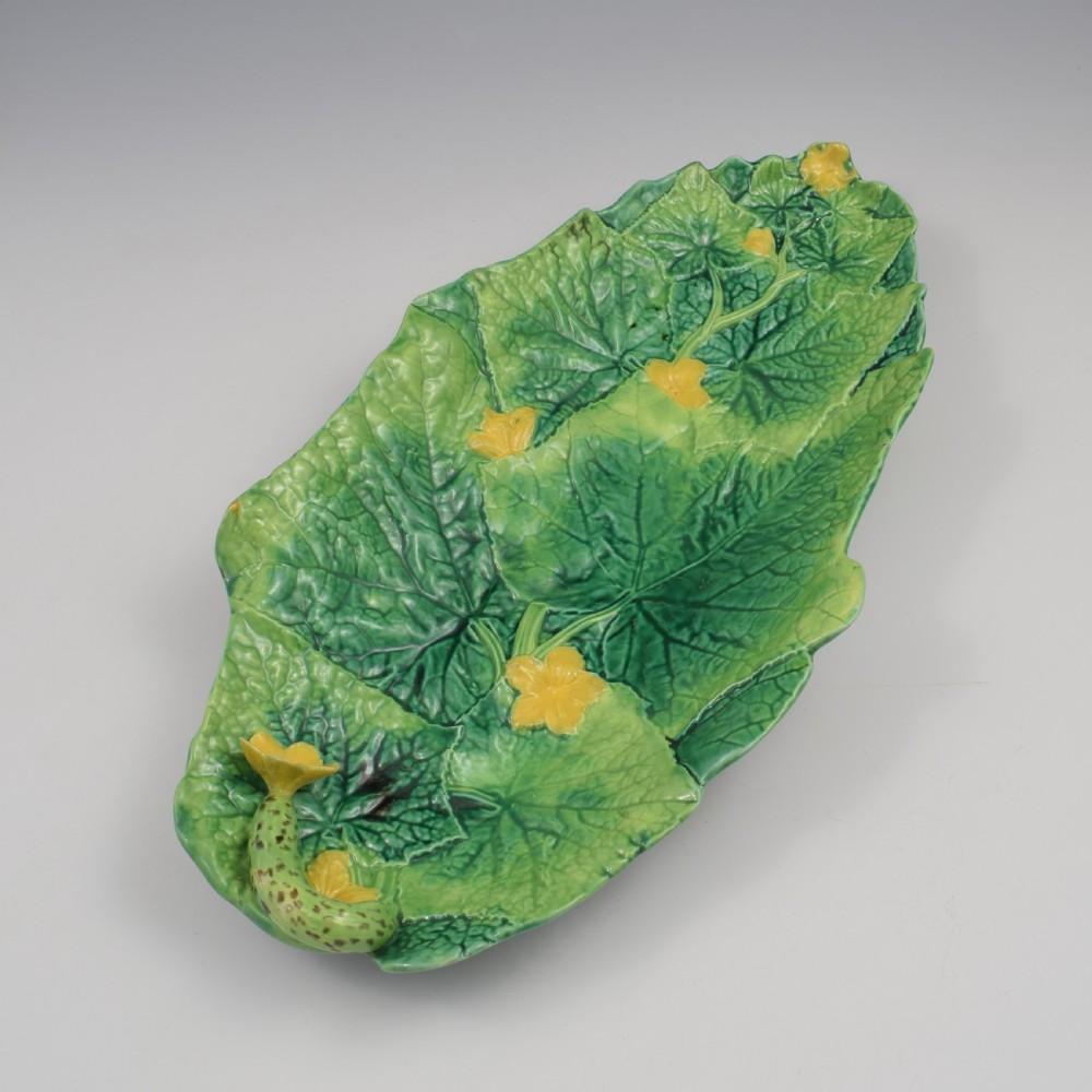 Stunning 42cm Large George Jones Majolica Cucumber / Courgette Serving Tray / Platter Model 2563 View II