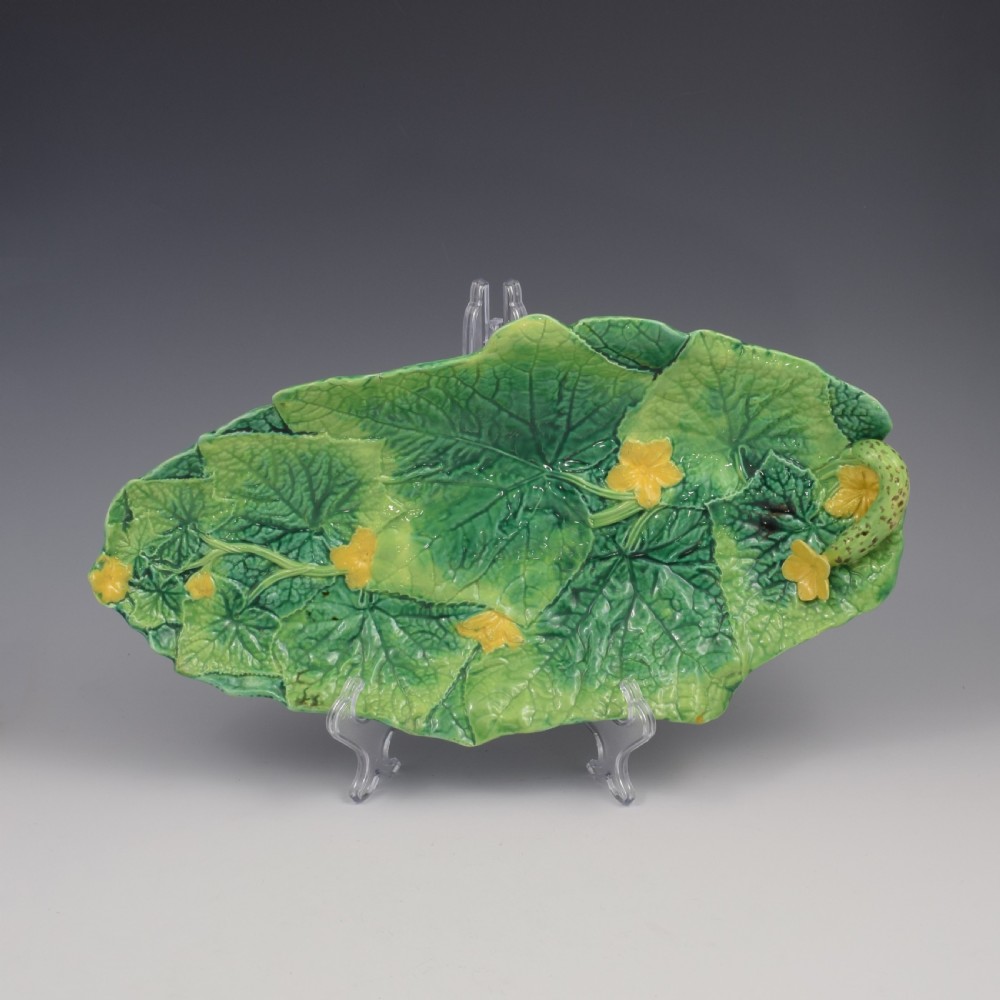 Stunning 42cm Large George Jones Majolica Cucumber / Courgette Serving Tray / Platter Model 2563 View III