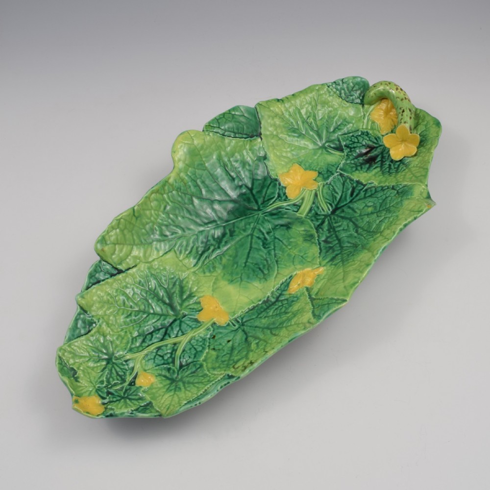 Stunning 42cm Large George Jones Majolica Cucumber / Courgette Serving Tray / Platter Model 2563 View V