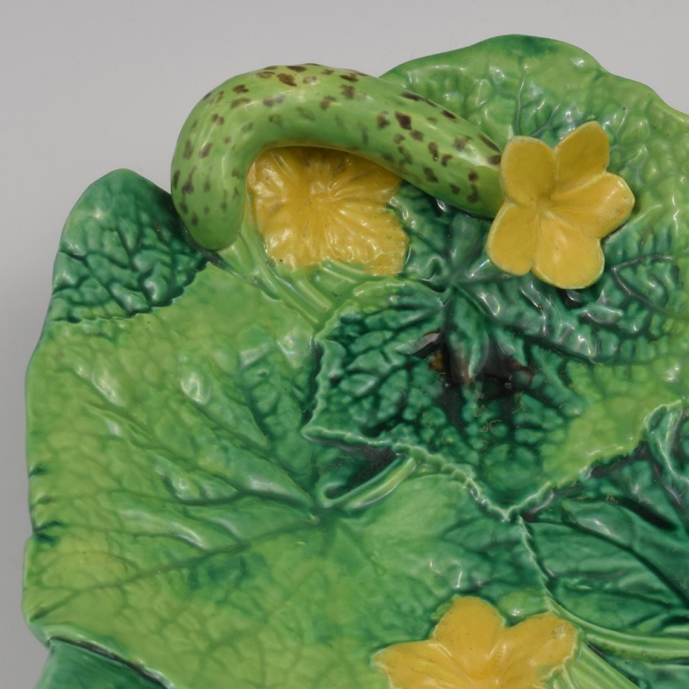 Stunning 42cm Large George Jones Majolica Cucumber / Courgette Serving Tray / Platter Model 2563 View X