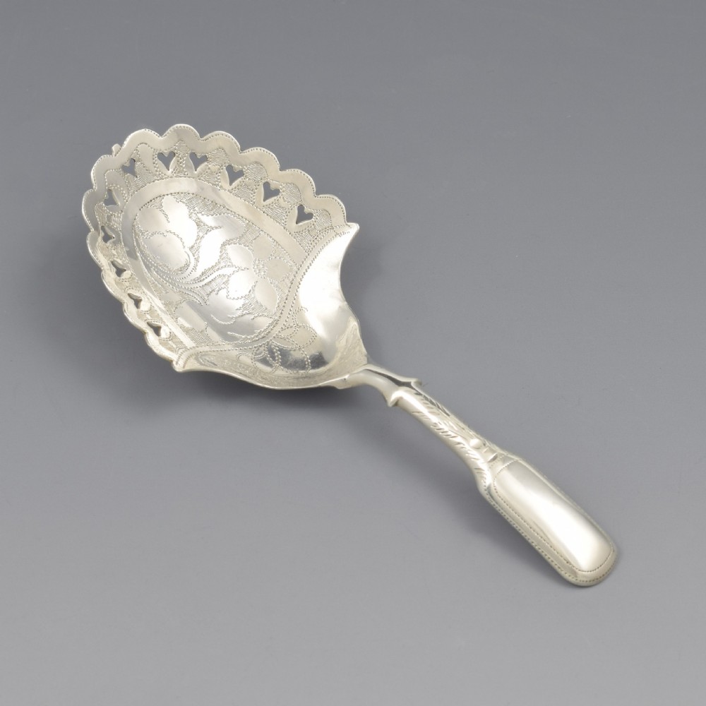 Rare Georgian Pierced Hearts Silver Caddy Spoon View II