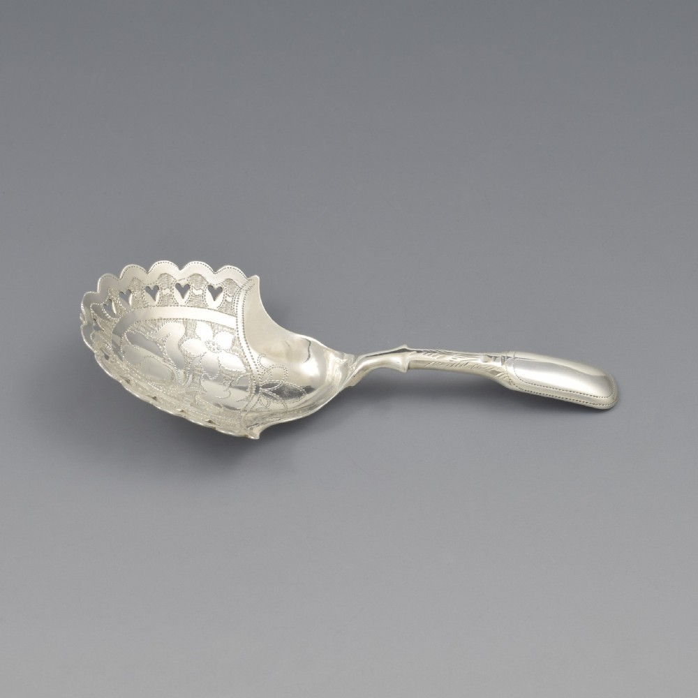 Rare Georgian Pierced Hearts Silver Caddy Spoon View III