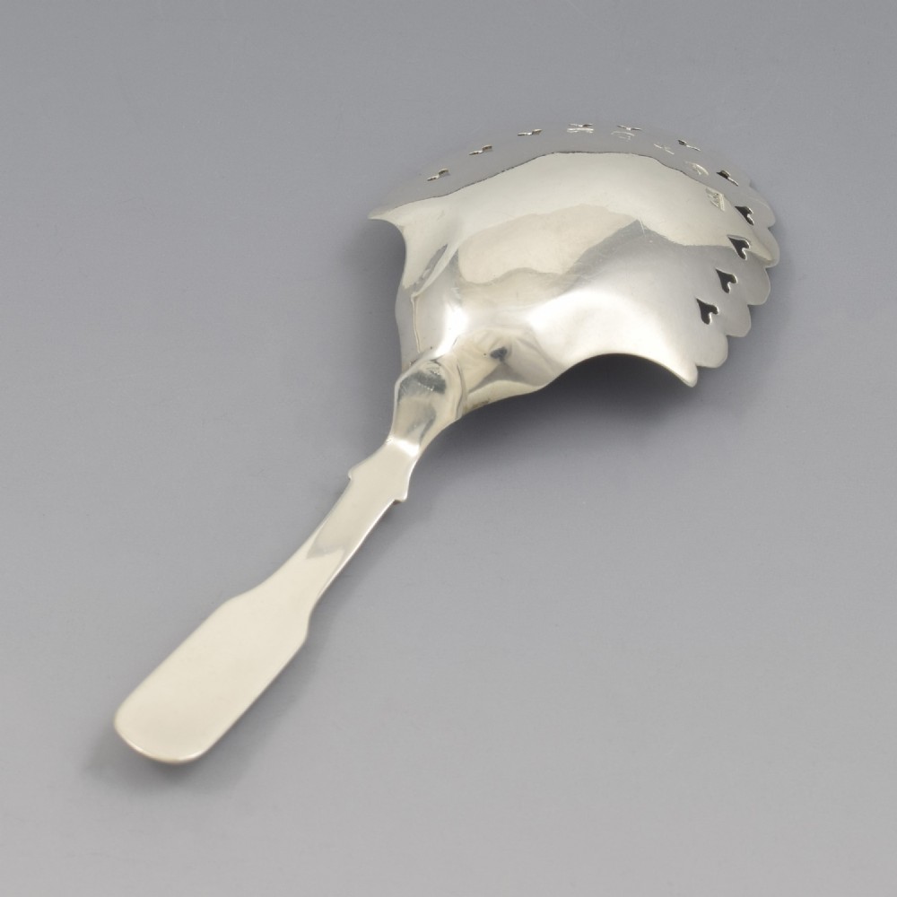 Rare Georgian Pierced Hearts Silver Caddy Spoon View V