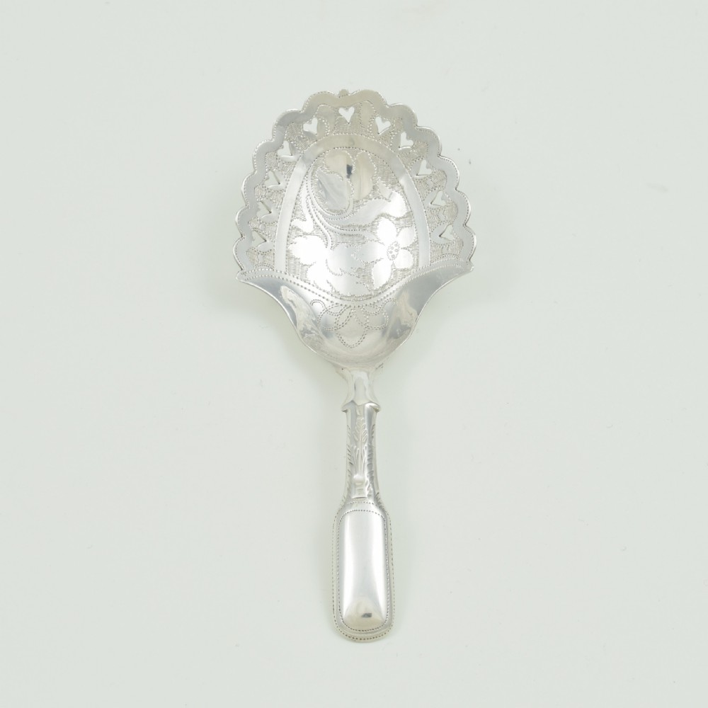 Rare Georgian Pierced Hearts Silver Caddy Spoon View VIII