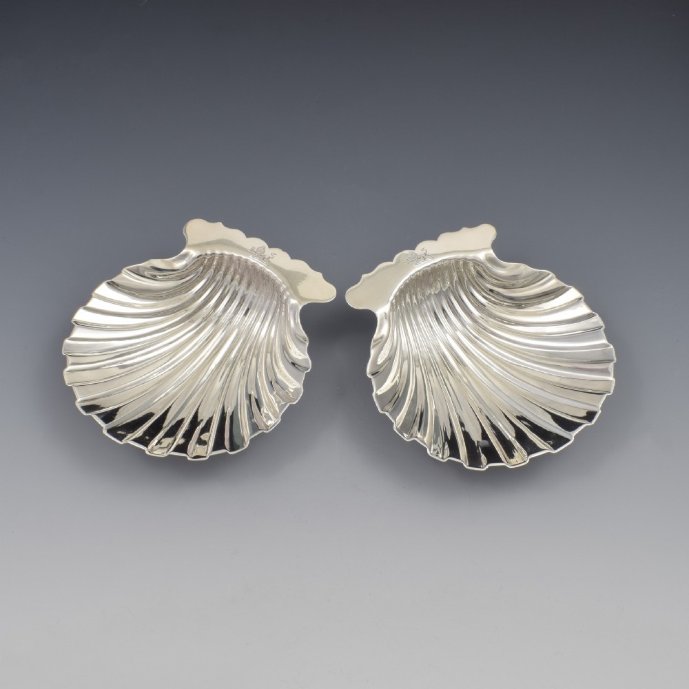 Stunning Pair Of George II Silver Butter Shell Dishes 1750 Samuel Herbert Georgian