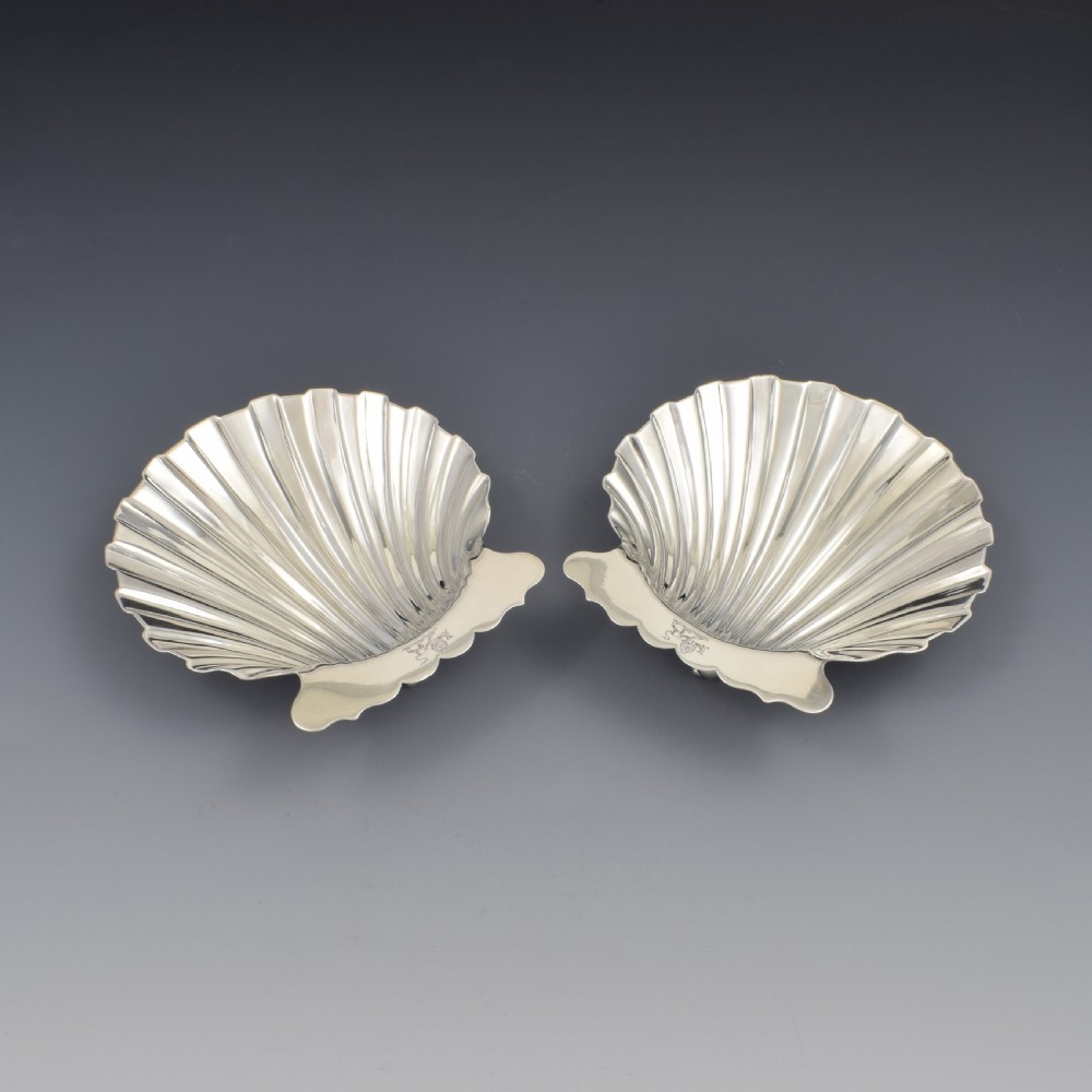 Stunning Pair Of George II Silver Butter Shell Dishes 1750 Samuel Herbert Georgian View II