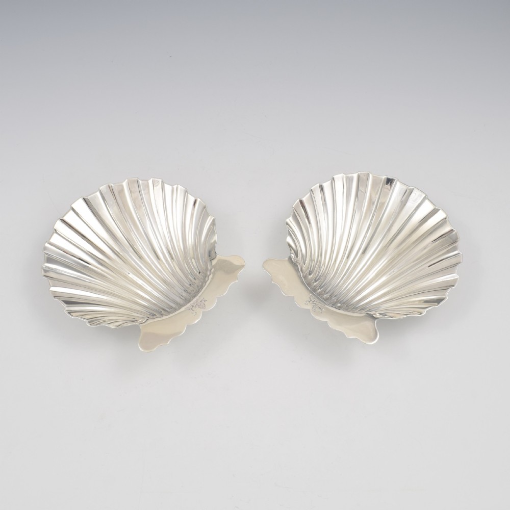 Stunning Pair Of George II Silver Butter Shell Dishes 1750 Samuel Herbert Georgian View V