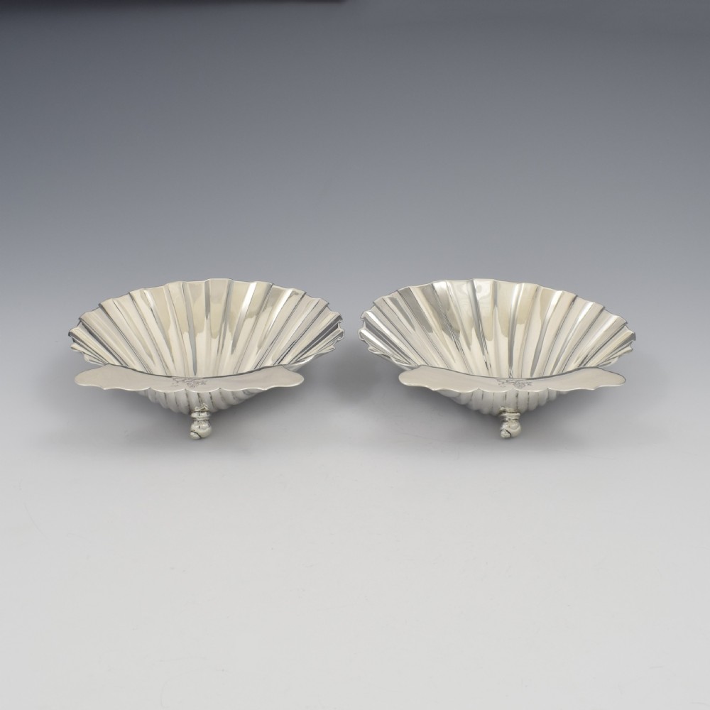 Stunning Pair Of George II Silver Butter Shell Dishes 1750 Samuel Herbert Georgian View VII