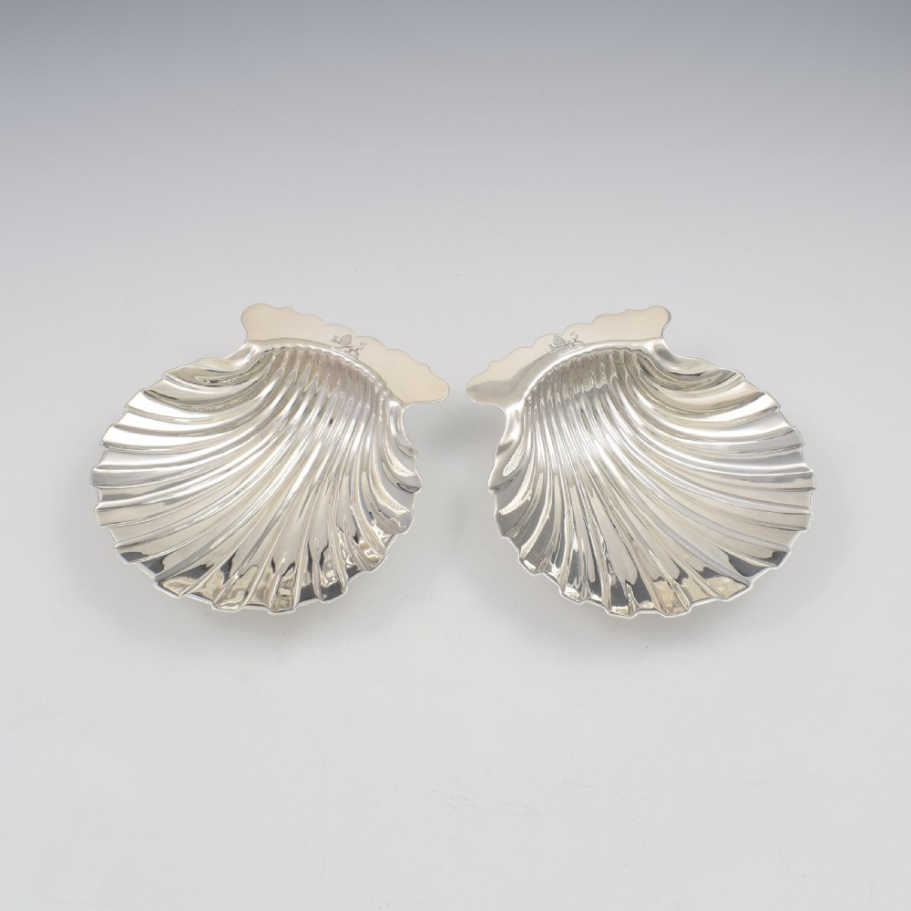 Stunning Pair Of George II Silver Butter Shell Dishes 1750 Samuel Herbert Georgian View VIII