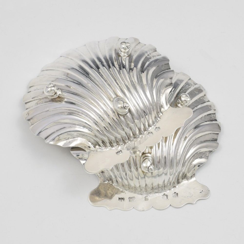Stunning Pair Of George II Silver Butter Shell Dishes 1750 Samuel Herbert Georgian View X