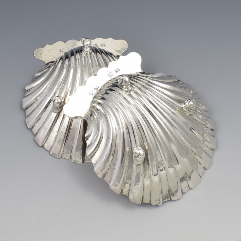 Stunning Pair Of George II Silver Butter Shell Dishes 1750 Samuel Herbert Georgian View XIII