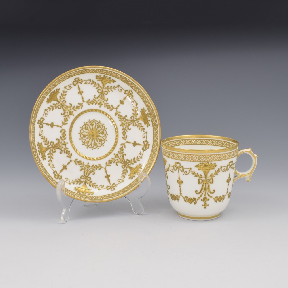 Stunning Copeland Porcelain Cup & Saucer Tooled Gilding c.1860 Pattern D1610