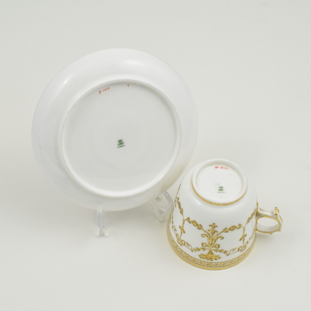 Stunning Copeland Porcelain Cup & Saucer Tooled Gilding c.1860 Pattern D1610 View VII