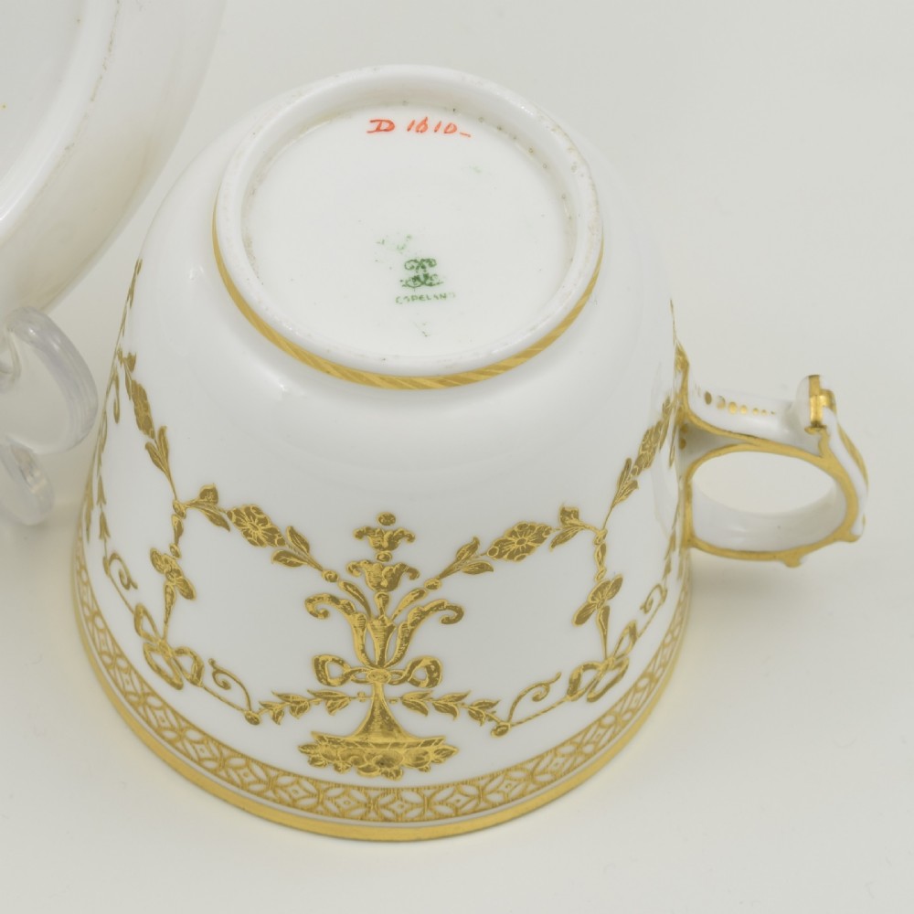 Stunning Copeland Porcelain Cup & Saucer Tooled Gilding c.1860 Pattern D1610 View VIII