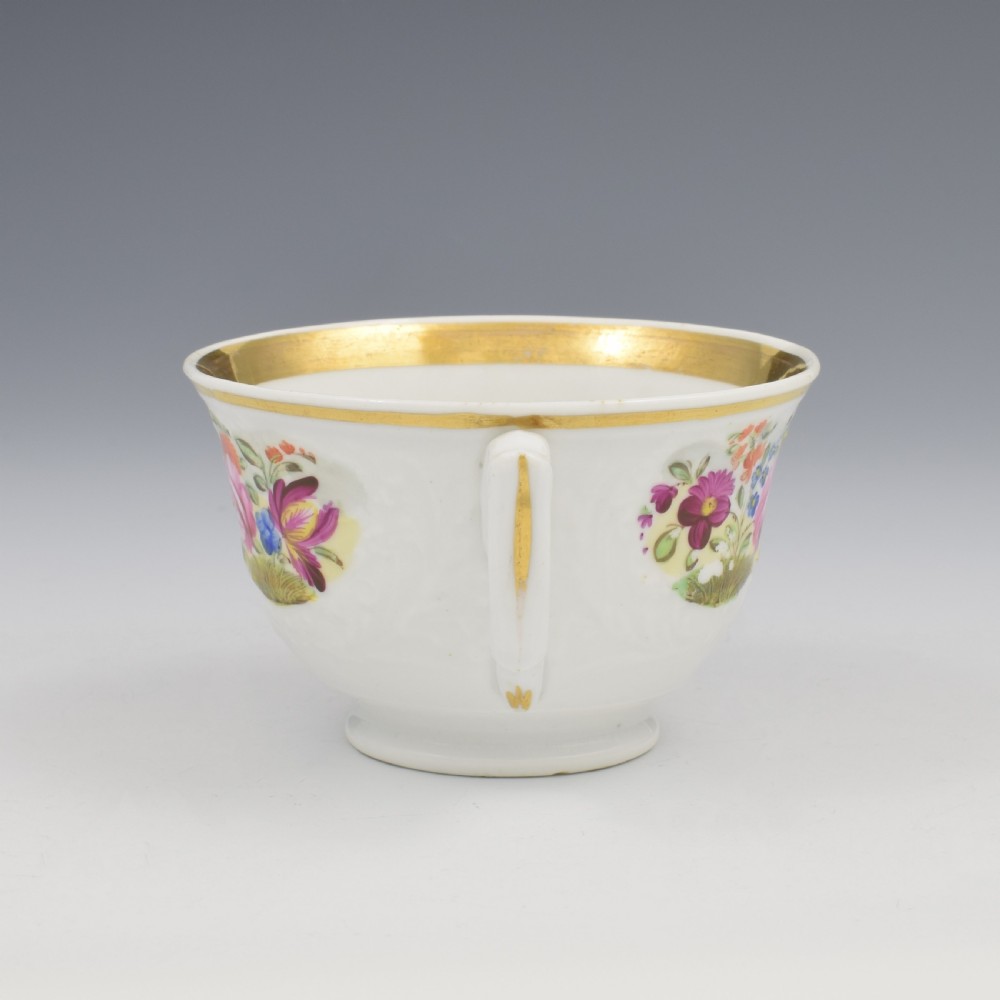 Pretty New Hall Porcelain Press Moulded Cup & Saucer c.1825 View VII