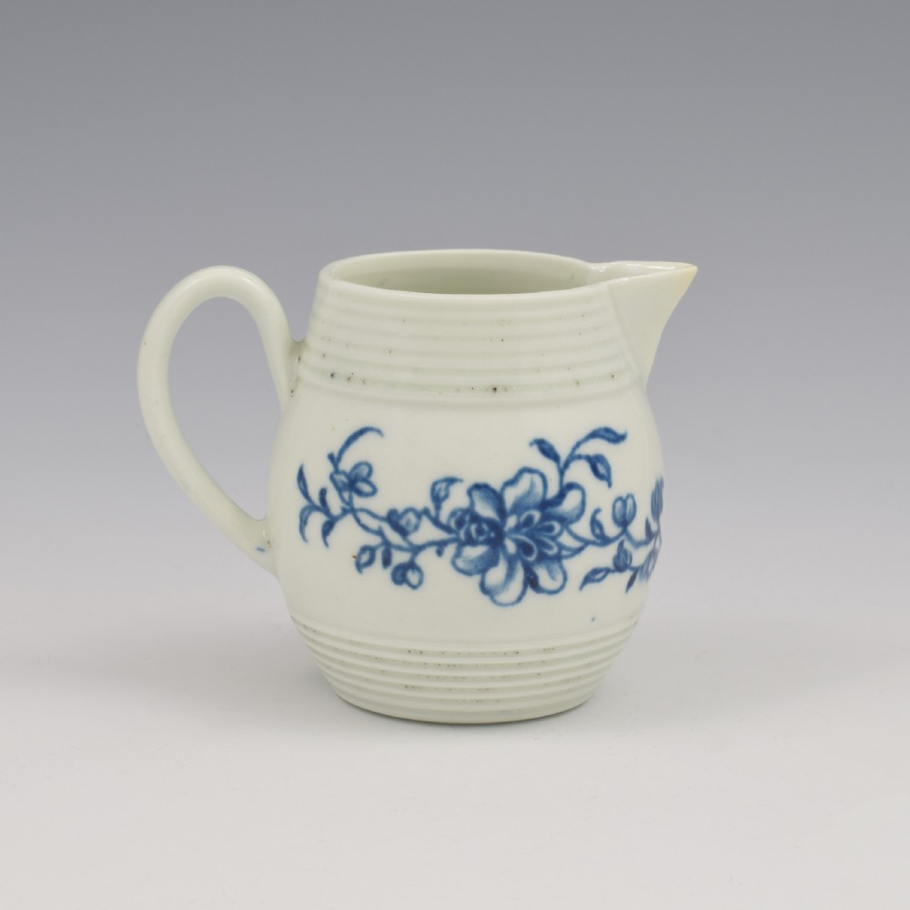 Rare Early Worcester Porcelain Blue & White Early Peony Print Cream Jug c.1758