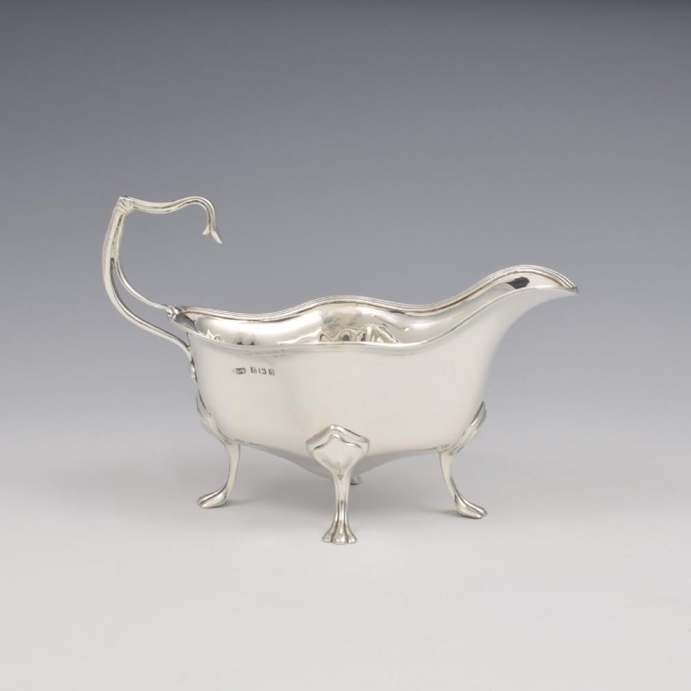 Stunning Edwardian Art Nouveau Quatrefoil Silver Sauce Boat / Sauceboat 