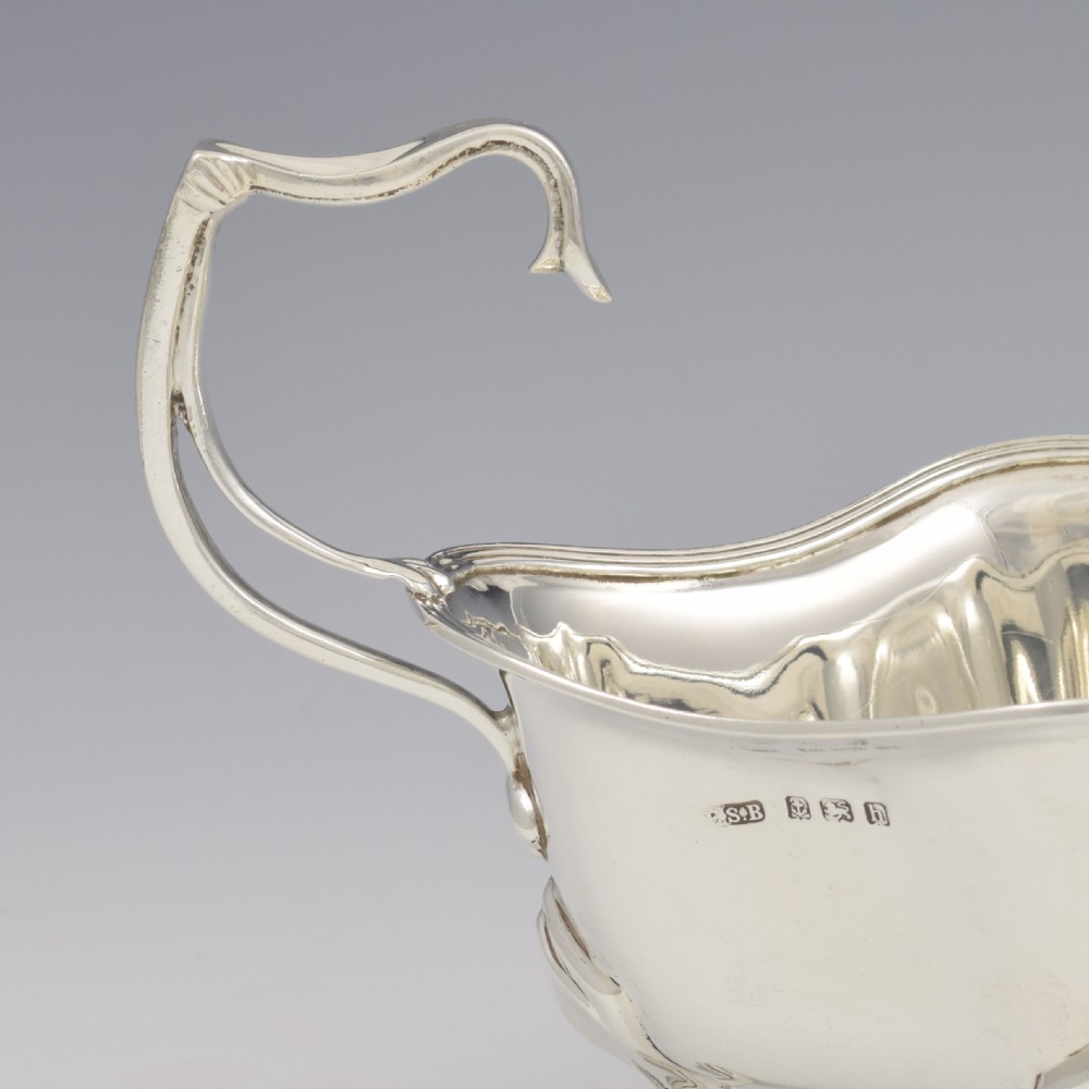 Stunning Edwardian Art Nouveau Quatrefoil Silver Sauce Boat / Sauceboat  View XV