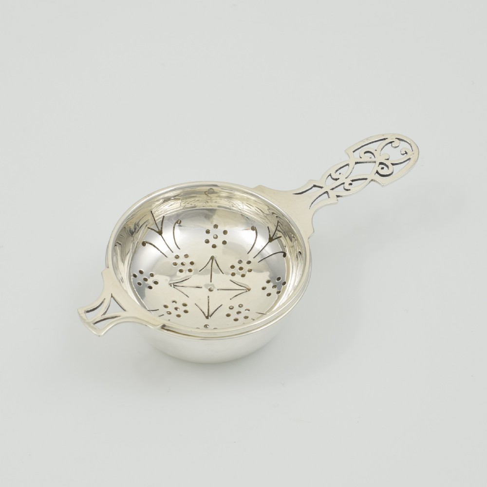 Fine 1940s Sterling Silver Tea Strainer & Matching Stand