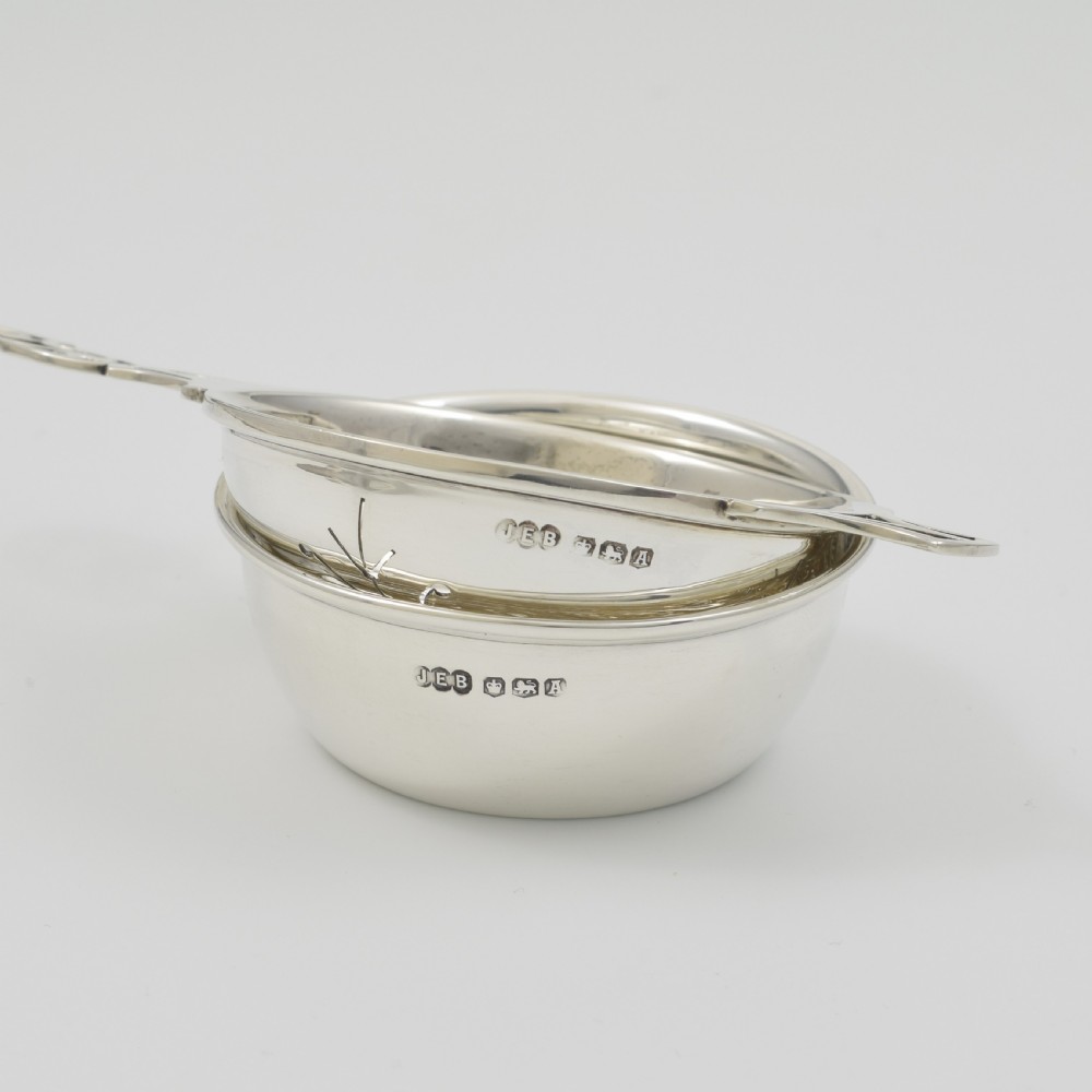 Fine 1940s Sterling Silver Tea Strainer & Matching Stand View X