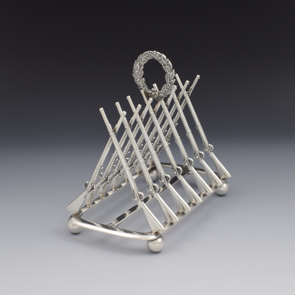 Rare Victorian Silver Plated Rifle Toast Rack Registered Design 1871 Thomas Campion & Sons