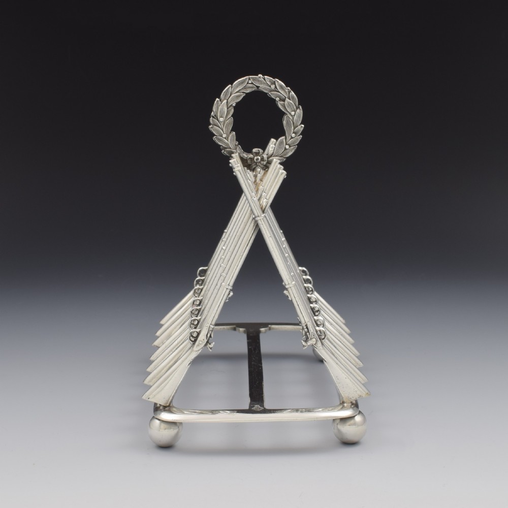 Rare Victorian Silver Plated Rifle Toast Rack Registered Design 1871 Thomas Campion & Sons View III