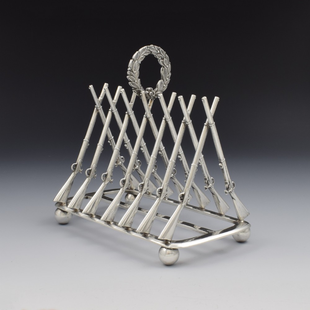 Rare Victorian Silver Plated Rifle Toast Rack Registered Design 1871 Thomas Campion & Sons View IV