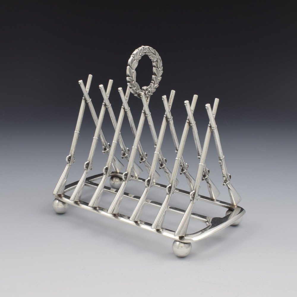 Rare Victorian Silver Plated Rifle Toast Rack Registered Design 1871 Thomas Campion & Sons View VII
