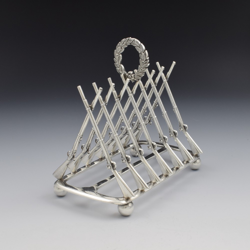 Rare Victorian Silver Plated Rifle Toast Rack Registered Design 1871 Thomas Campion & Sons View VIII