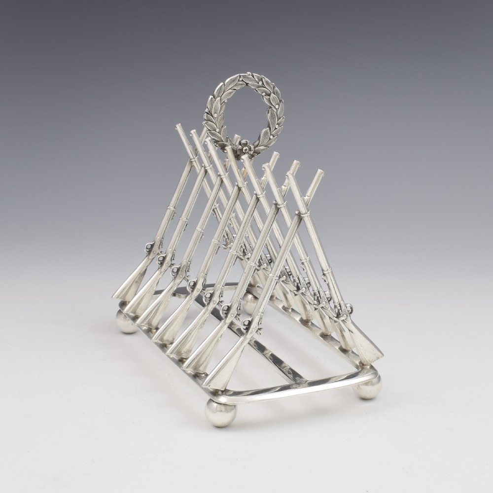 Rare Victorian Silver Plated Rifle Toast Rack Registered Design 1871 Thomas Campion & Sons View X