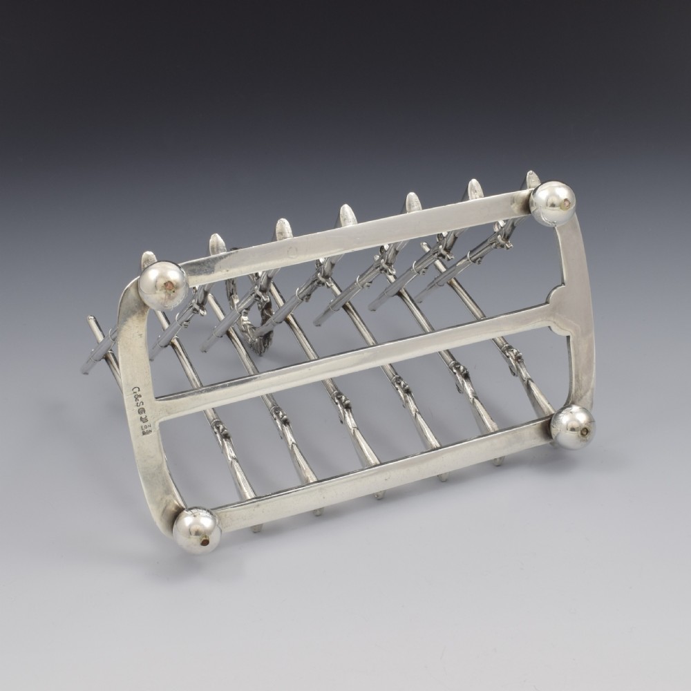 Rare Victorian Silver Plated Rifle Toast Rack Registered Design 1871 Thomas Campion & Sons View XV