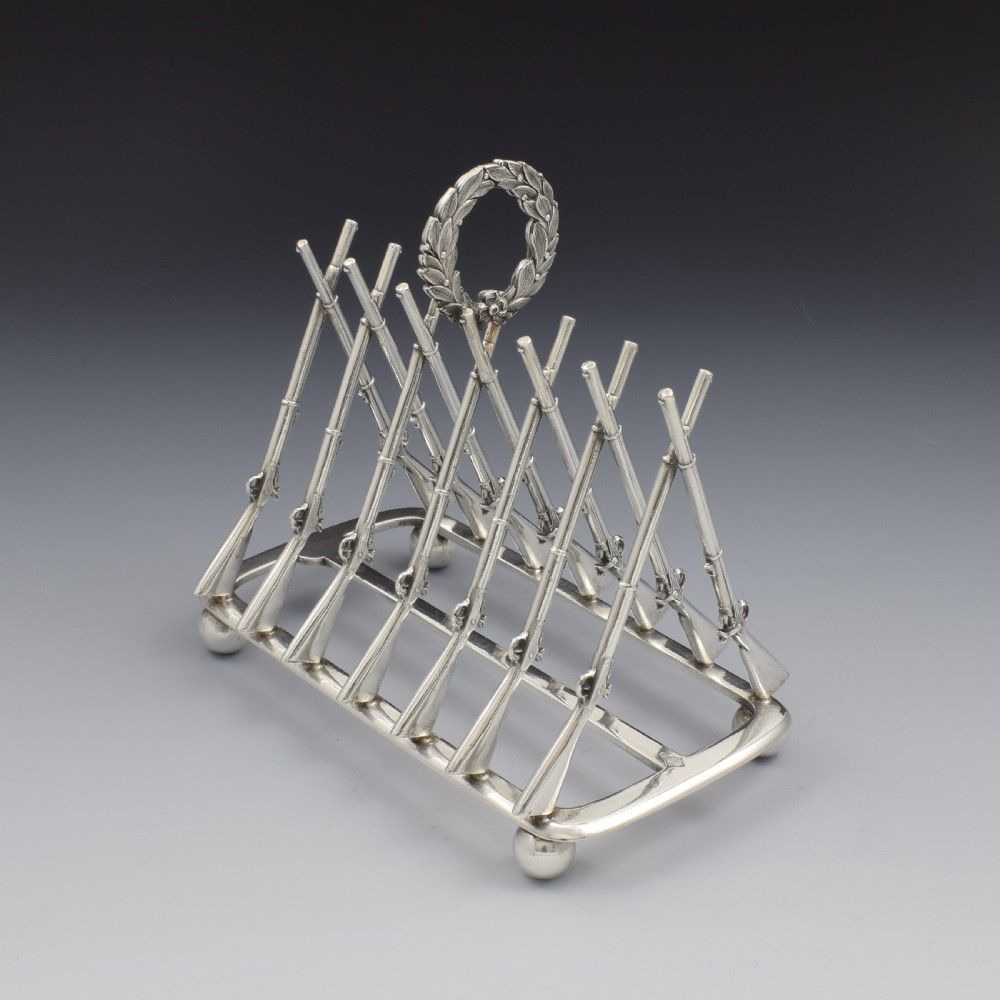 Rare Victorian Silver Plated Rifle Toast Rack Registered Design 1871 Thomas Campion & Sons View XVII