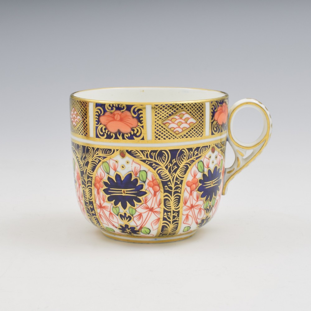 Antique Royal Crown Derby Porcelain Imari 1128 Coffee Cup & Saucer 1913 View III