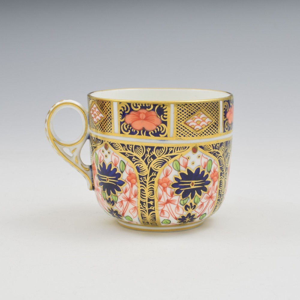 Antique Royal Crown Derby Porcelain Imari 1128 Coffee Cup & Saucer 1913 View V
