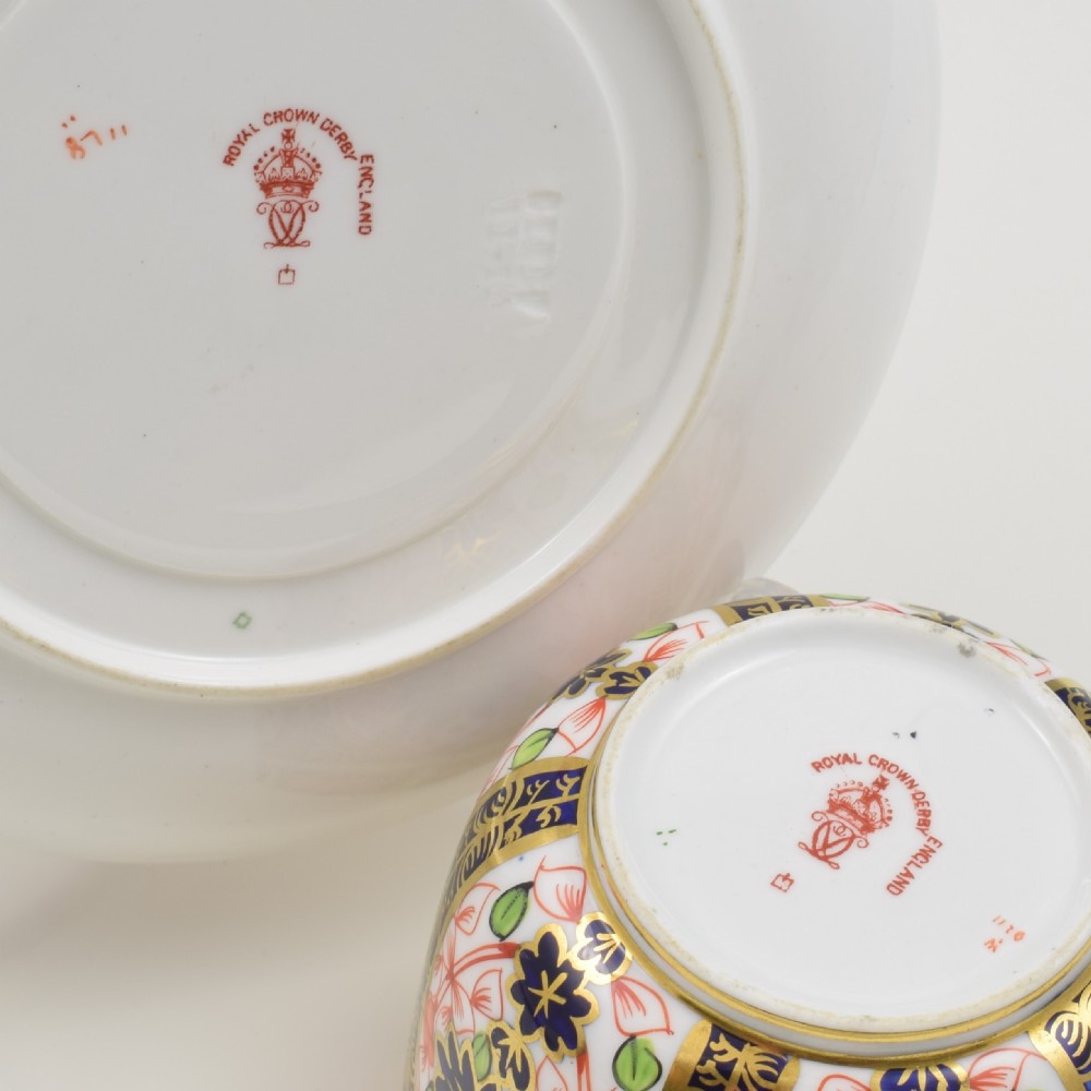 Antique Royal Crown Derby Porcelain Imari 1128 Coffee Cup & Saucer 1913 View VIII