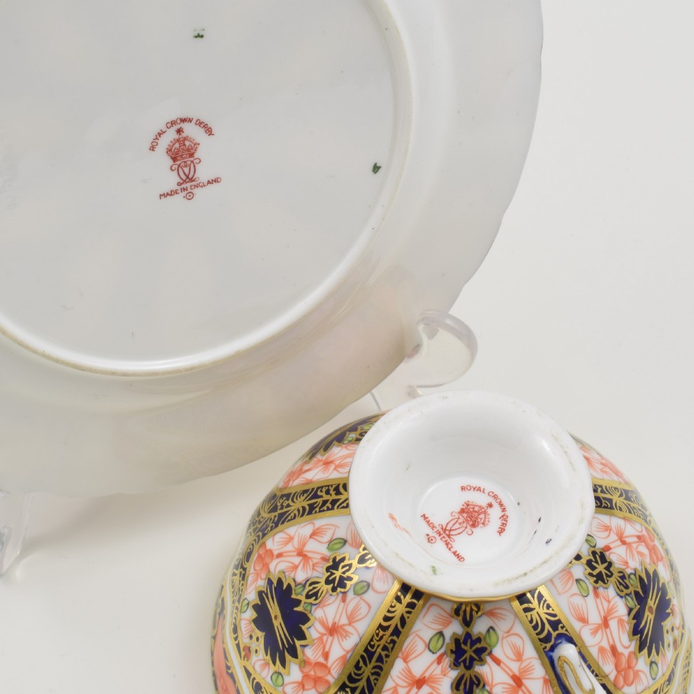 Stunning Royal Crown Derby Pedestal Cup & Saucer Imari 1128  View XII