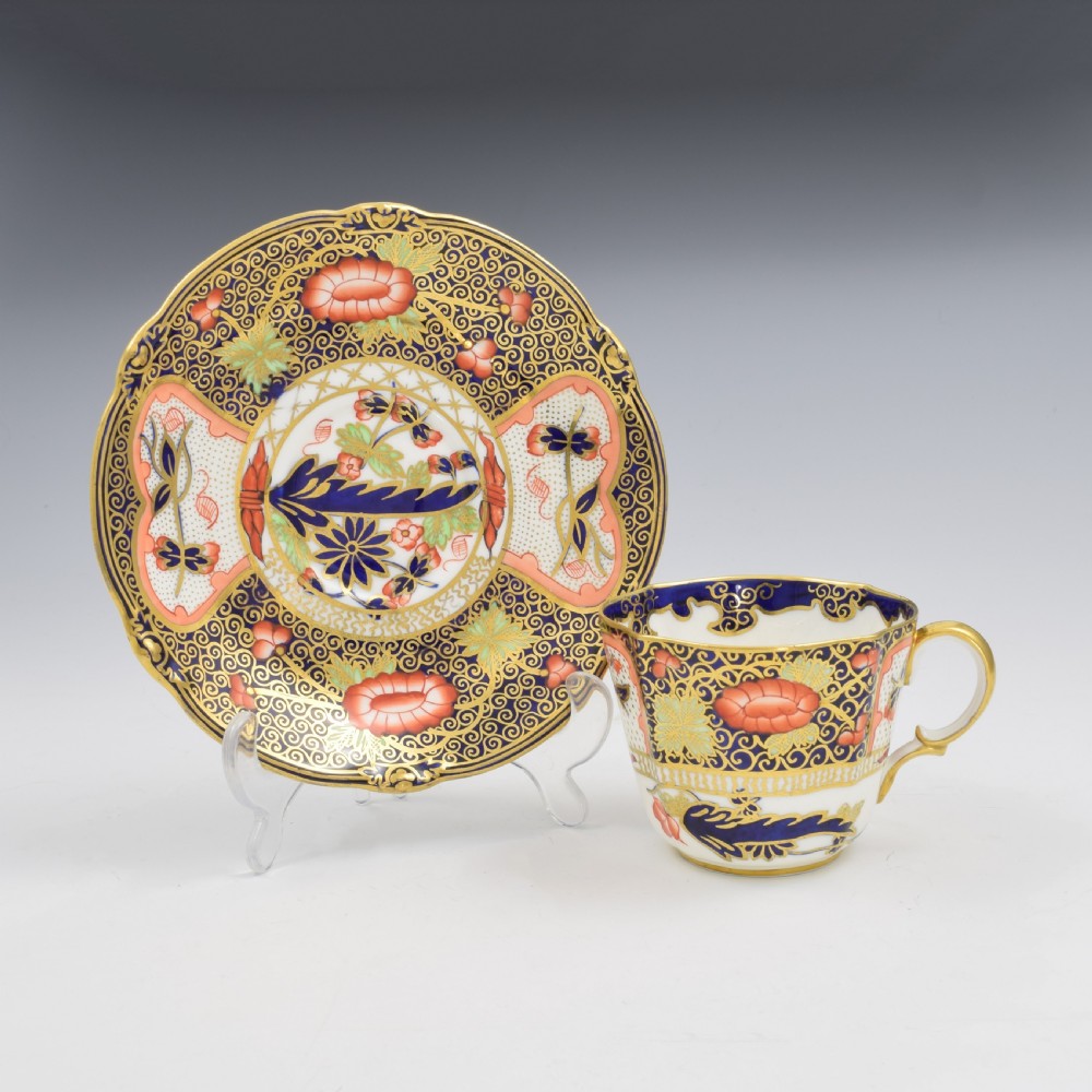 Antique Royal Crown Derby Porcelain Imari Coffee Cup & Saucer 4591